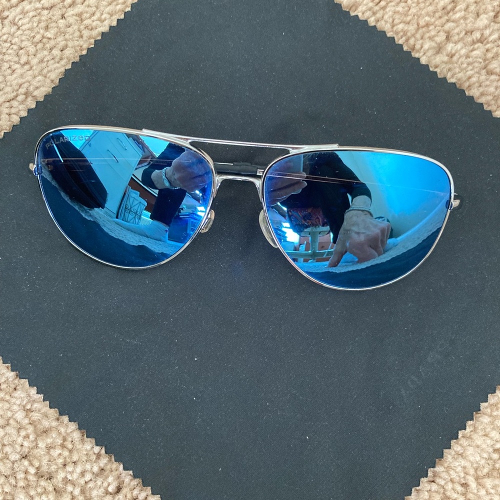 Revo Blue and Silver Aviator Sunglasses. Men’s.